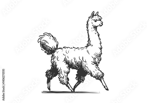 Alpaca hand drawn sketch illustration vector
