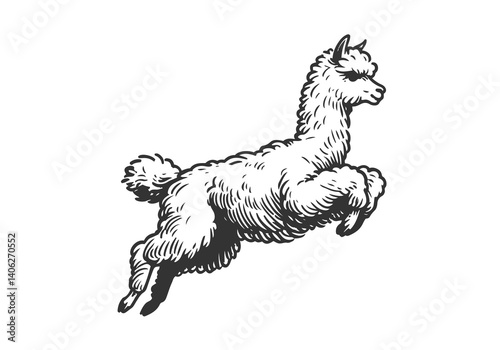 Alpaca hand drawn sketch illustration vector