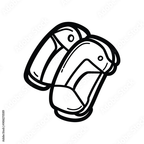 Knee Pads Outline, Sports Safety Gear, Protective Equipment, Padding on Transparent Background