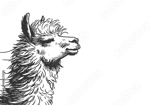 Alpaca hand drawn sketch illustration vector
