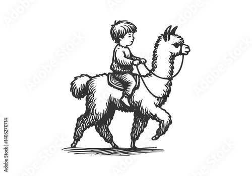 Alpaca hand drawn sketch illustration vector