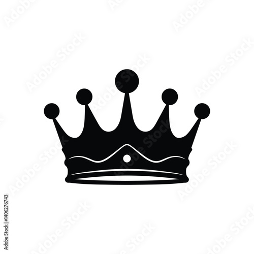 Black Crown Silhouette Icon Isolated on Transparent Background