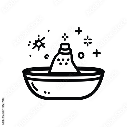 Black Line Art Icon of Manual Citrus Juicer With Transparent Background