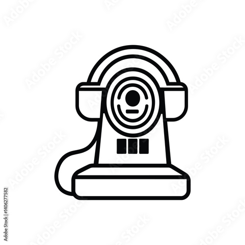Phone Icon Vintage Rotary Telephone with Transparent Background Line Art