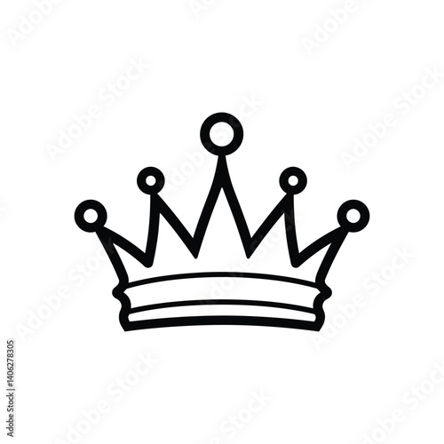 Royal Crown Outline Isolated on Transparent Background Icon Style