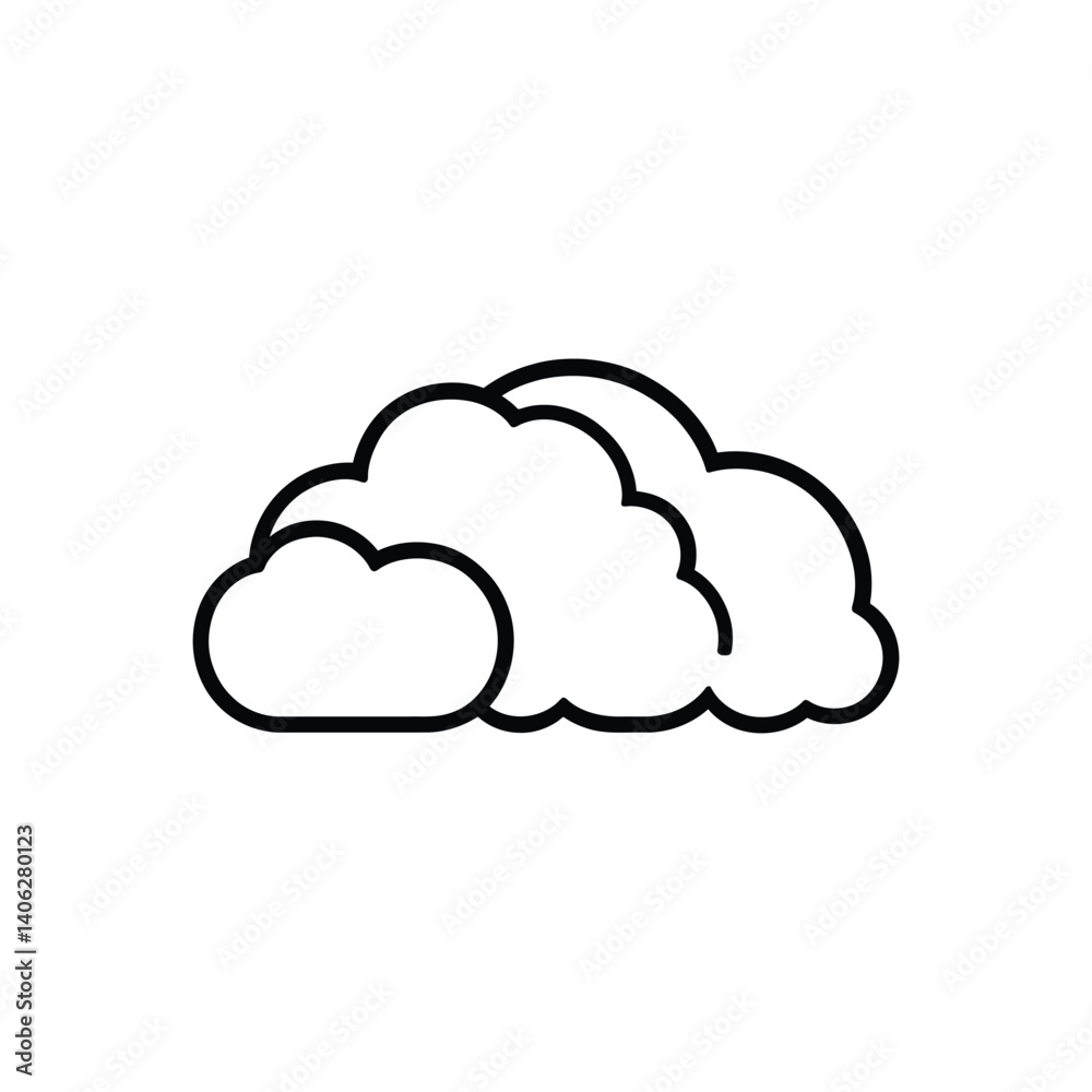 Cloud Shape Outline Minimalist Style on Transparent Background