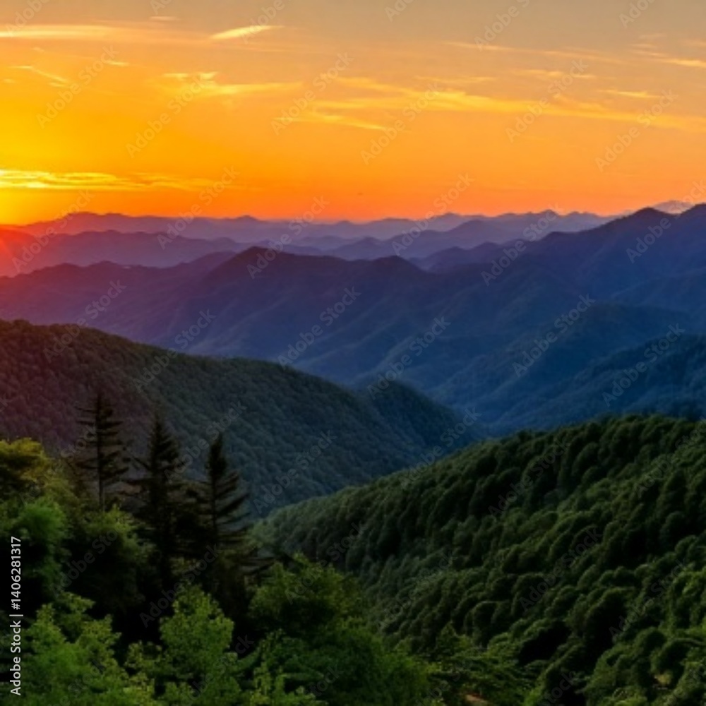 Fototapeta premium sunset in the mountains