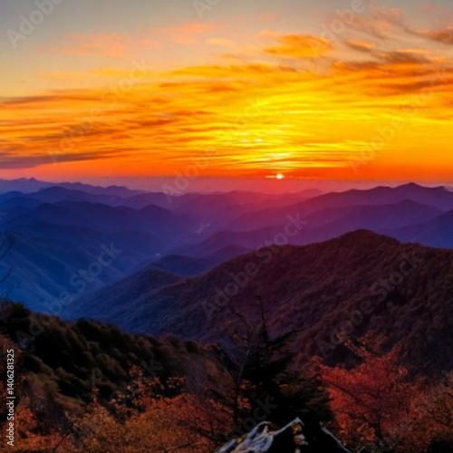 sunset in the mountains
