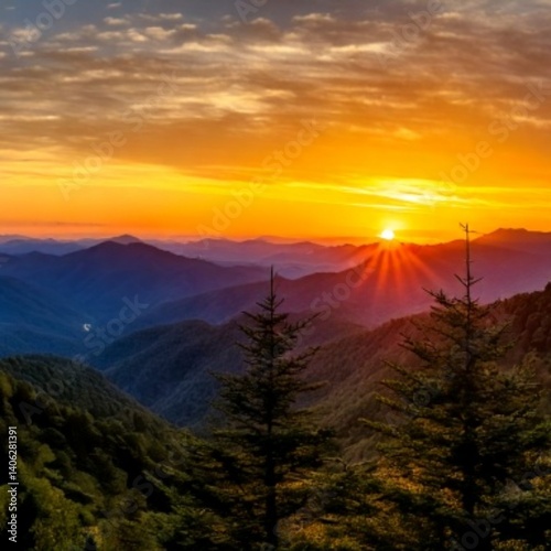 sunset in the mountains