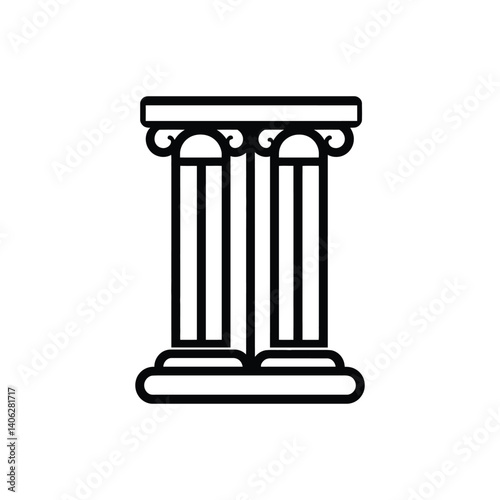 Two Columns Illustration, Minimalist Design, Ancient Architecture, Transparent PNG, Icon
