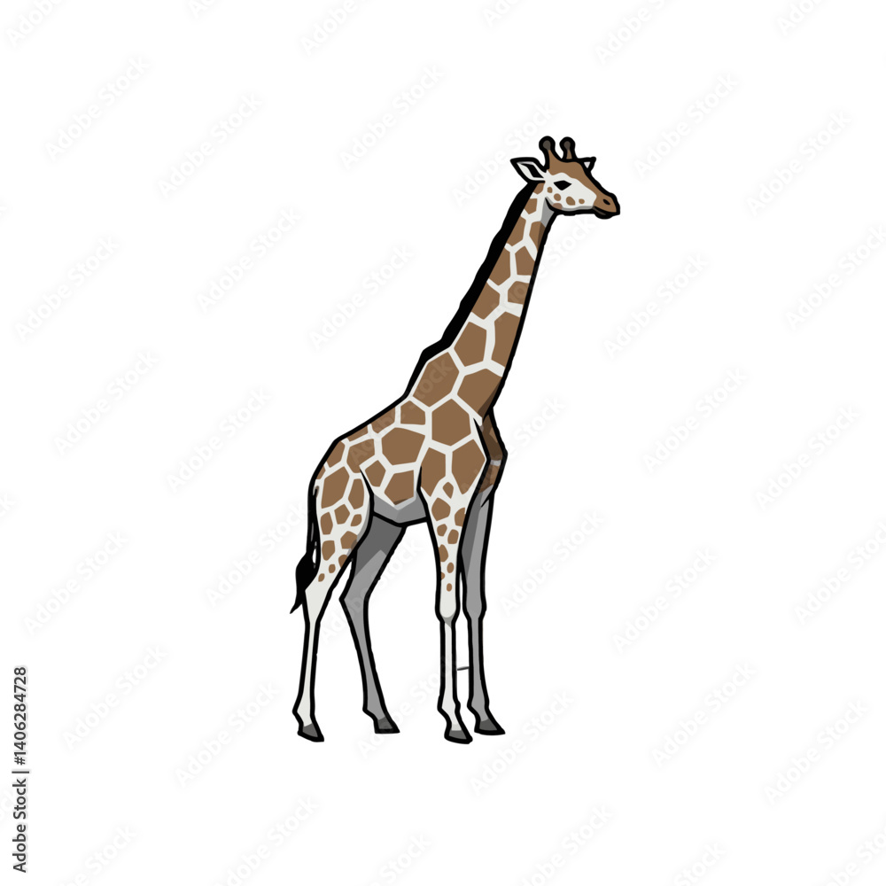 Obraz premium A majestic giraffe standing tall in the African savanna
