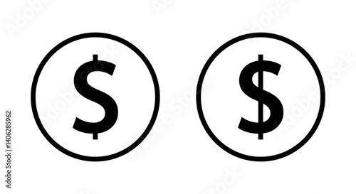 Dollar, money icon on circle line. USD currency sign symbol
