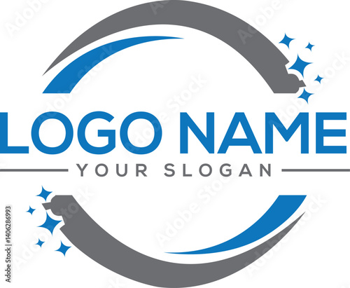abstract business logo cleaning service. Modern and Abstract Logo Design with Circle, Blue, and Sparkle Elements
