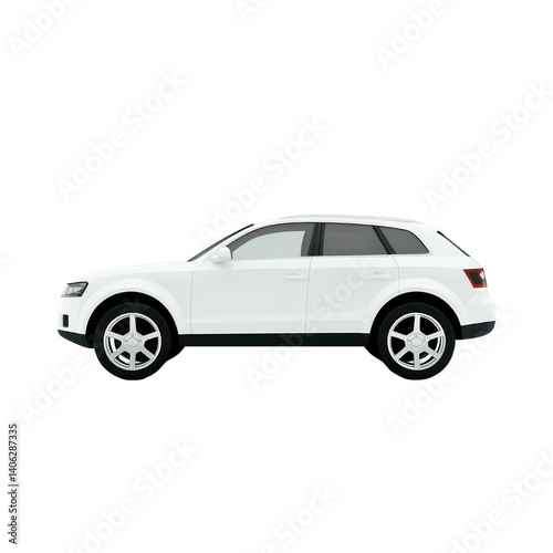 Dynamic white suv on cutout background urban setting digital art side view modern concept for seo impact