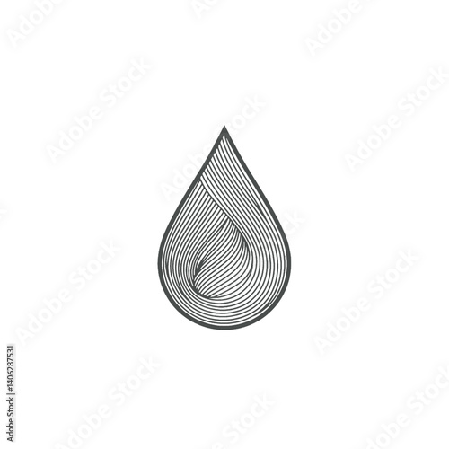 Abstract Water Drop Design with Wavy Lines