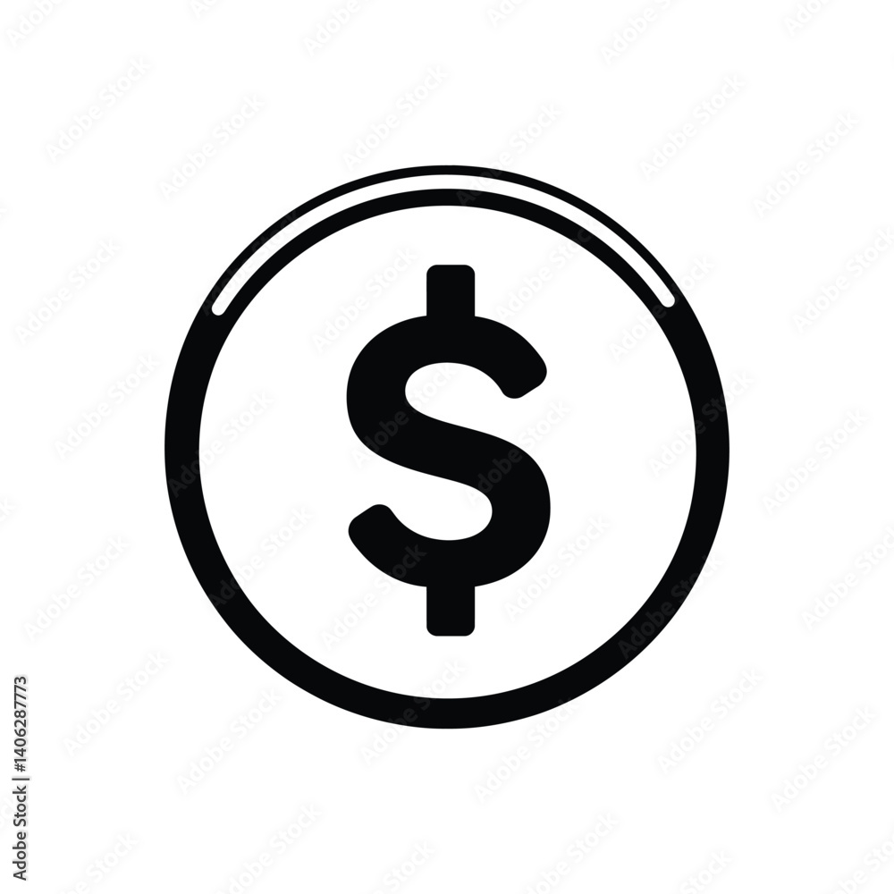 Isolated Dollar Sign Coin Icon on Transparent Background, Symbol Design Isolated Dollar Sign Coin Icon on Transparent Background, Symbol Design