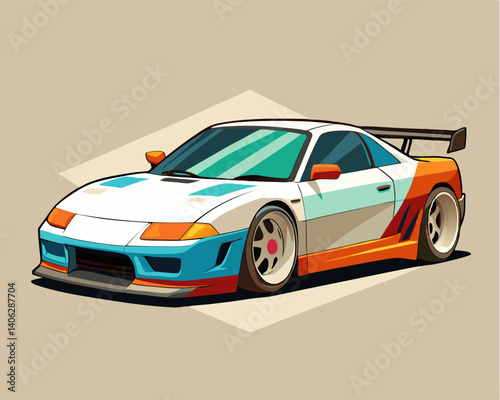 Custom Cartoon Race Car Illustration