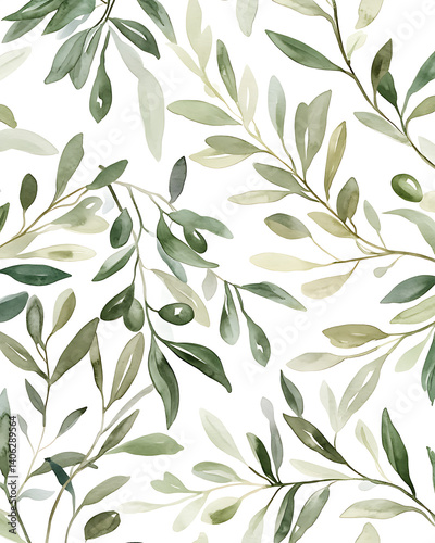 Wallpaper Mural illustrations of various trees, leaves, grasses, and botanical elements on white background. Torontodigital.ca