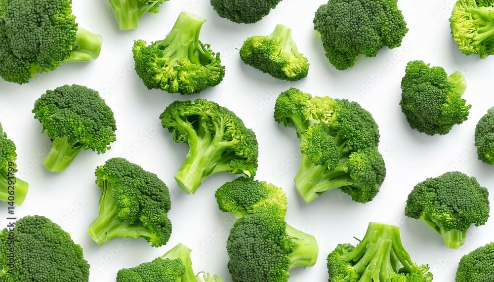 pattern with broccoli. Vegetables abstract background. Broccoli on the white background. ban pattern with broccoli. Vegetables abstract background. Broccoli on the white background. ban