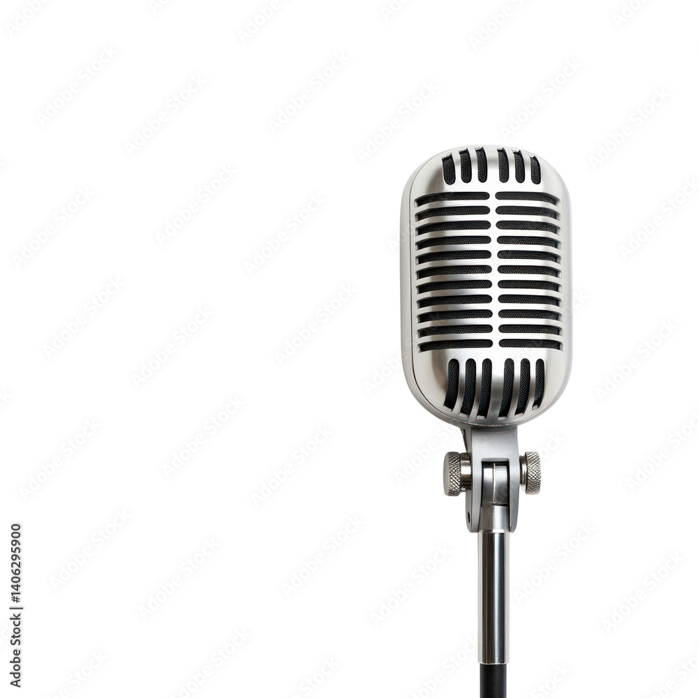 Fototapeta premium Dynamic microphone cutout background for creative projects studio setting photography focus