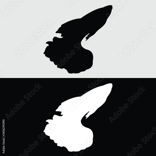 Guppy fish silhouette logo design with white and black background