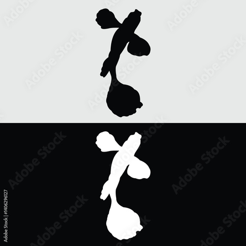 Guppy fish silhouette logo design with white and black background