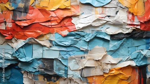 Artfully torn paper forming a dynamic composition
