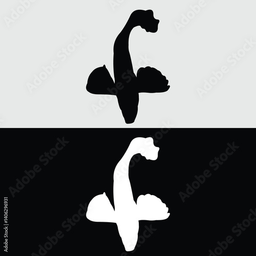 Guppy fish silhouette logo design with white and black background