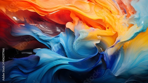 Bold strokes of a color brush creating an abstract masterpiece on canvas