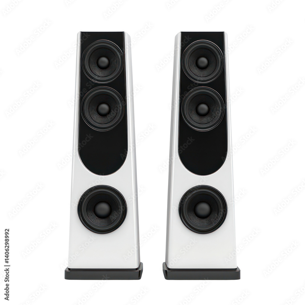 Dynamic audio experience stylish speaker design modern home setting cutout background contemporary aesthetic Dynamic audio experience stylish speaker design modern home setting cutout background contemporary aesthetic