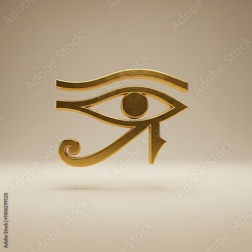Ancient Eye of Horus on Beige Background