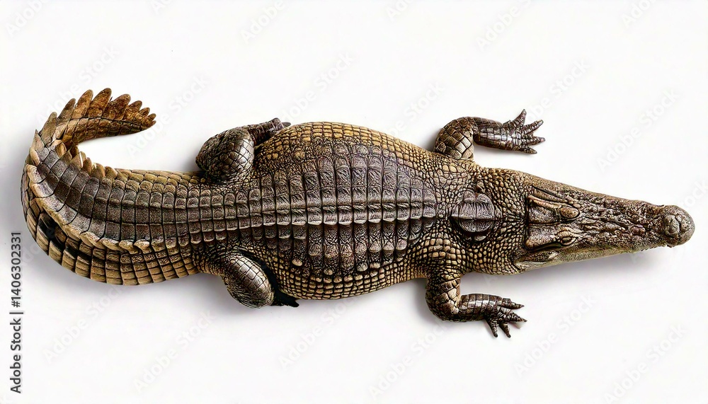 Naklejka premium Top view of the wildlife crocodile isolated on white background
