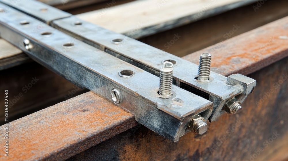 Metal AC mounting bracket installed indoors, showing alignment and screw fixings Metal AC mounting bracket installed indoors, showing alignment and screw fixings