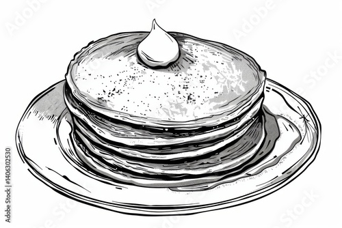 Pancake engraving black and white outline