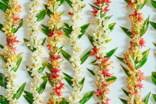 Hawaii Floral Flower Leis Lei Graduation Celebration Aloha Colorful Beautiful Tiled Tile Repeating Repeat Tesselating Pattern Overlapping Overlap Background Wallpaper Image