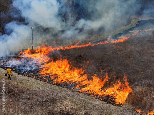 Prescribed burn fire for prairie management