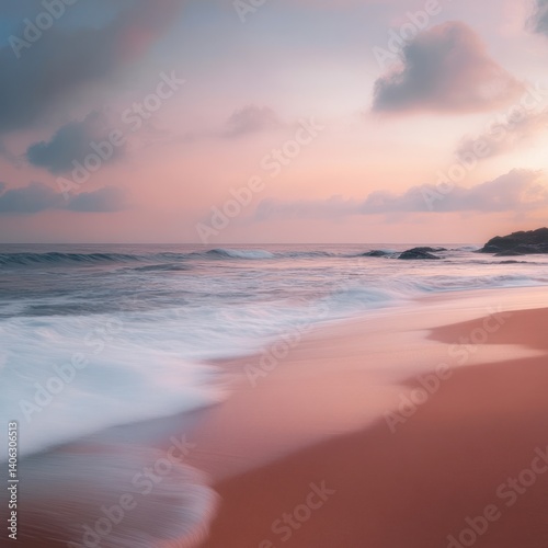 Gentle Waves Meeting Tranquil Shores at Dusk, A Serene Coastal Escape