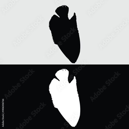 silhouette design of Gurame fish logo in black and white