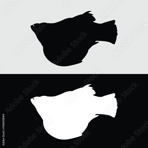 Molly fish silhouette logo design with white and black background