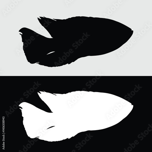 Oscar fish logo silhouette design in black and white
