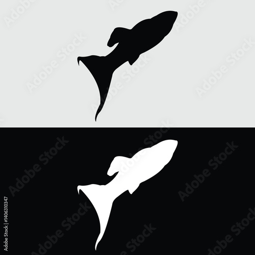 Platy fish silhouette logo design with white and black background