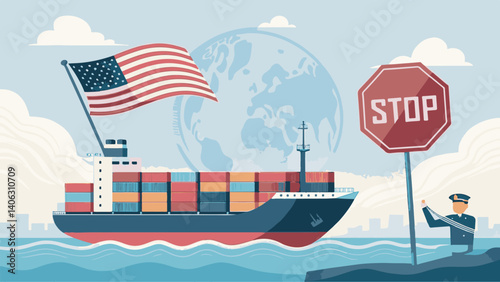 U.S. Trade Restrictions and Maritime Control Adobe Illustrator Artwork