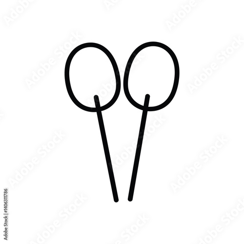 Abstract Duo Lollipops in Black Outline on Transparent Background