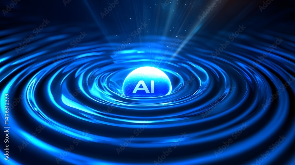 AI Symbol with Concentric Circles and Light Rays AI Symbol with Concentric Circles and Light Rays