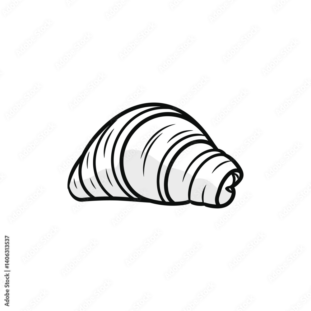 Croissant Illustration, Pastry Icon with Transparent Background, Line Art Croissant Illustration, Pastry Icon with Transparent Background, Line Art