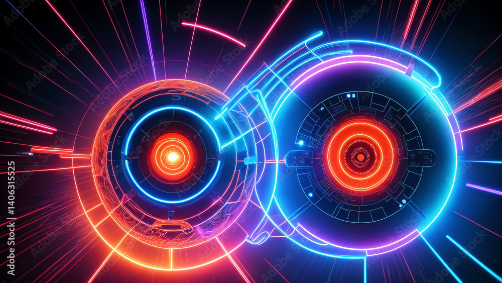 Fototapeta premium Futuristic Power Core – Glowing Digital Energy Rings
