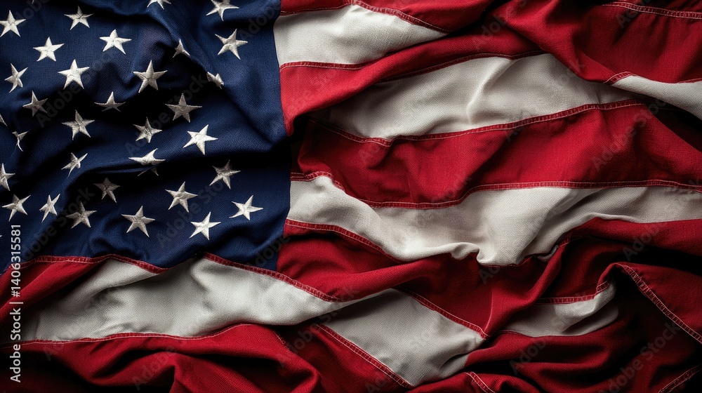 Obraz premium Textured national flag red white blue star field background image