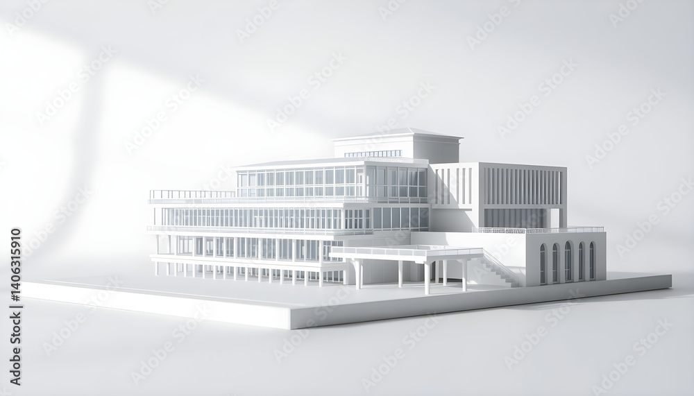 Obraz premium white model of a building on a white surface