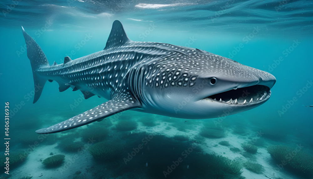 Naklejka premium under water shark ocean