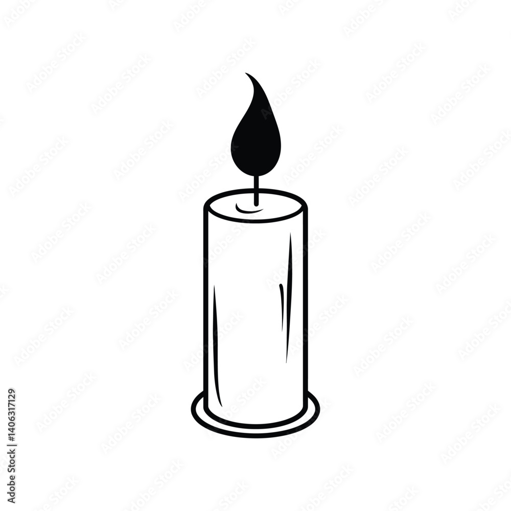 Minimalist Candle with Flame on Transparent Background, Isolated Design Minimalist Candle with Flame on Transparent Background, Isolated Design